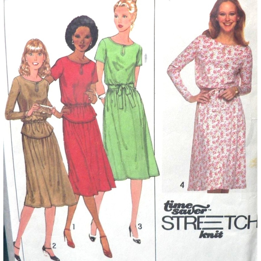 Vintage Simplicity Sewing Pattern 8681 Pullover Dress or 2 Piece Dress 10-12-14